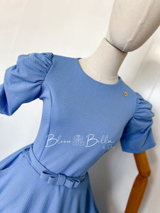 Textured midi dress LIGHT BLUE Bloombellamoda 