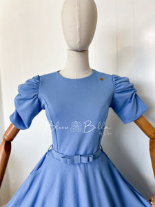 Textured midi dress LIGHT BLUE Bloombellamoda 