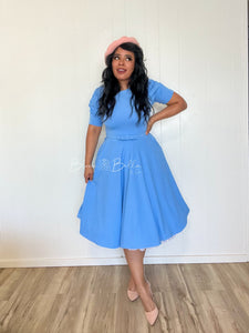 Textured midi dress LIGHT BLUE SMALL TO XL Bloombellamoda 
