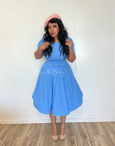 Textured midi dress LIGHT BLUE SMALL TO XL Bloombellamoda 