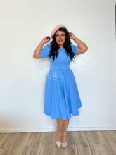 Load image into Gallery viewer, Textured midi dress LIGHT BLUE SMALL TO XL Bloombellamoda 