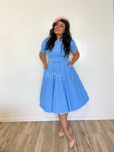 Load image into Gallery viewer, Textured midi dress LIGHT BLUE SMALL TO XL Bloombellamoda 