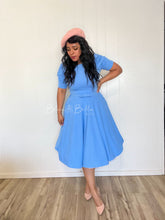 Load image into Gallery viewer, Textured midi dress LIGHT BLUE SMALL TO XL Bloombellamoda 