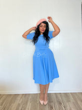 Load image into Gallery viewer, Textured midi dress LIGHT BLUE SMALL TO XL Bloombellamoda 
