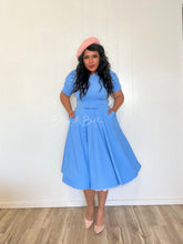 Load image into Gallery viewer, Textured midi dress LIGHT BLUE SMALL TO XL Bloombellamoda 