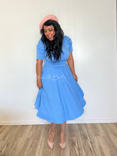 Load image into Gallery viewer, Textured midi dress LIGHT BLUE SMALL TO XL Bloombellamoda 