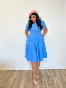 Textured midi dress LIGHT BLUE SMALL TO XL Bloombellamoda 
