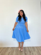 Load image into Gallery viewer, Textured midi dress LIGHT BLUE SMALL TO XL Bloombellamoda 