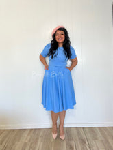 Load image into Gallery viewer, Textured midi dress LIGHT BLUE SMALL TO XL Bloombellamoda 