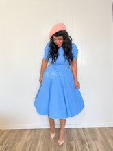 Load image into Gallery viewer, Textured midi dress LIGHT BLUE SMALL TO XL Bloombellamoda 