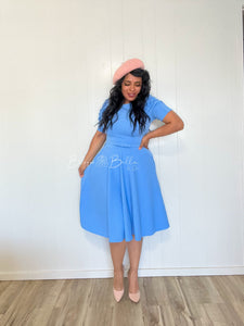 Textured midi dress LIGHT BLUE SMALL TO XL Bloombellamoda 