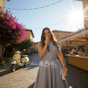 Textured midi dress LIGHT GREY Bloombellamoda 