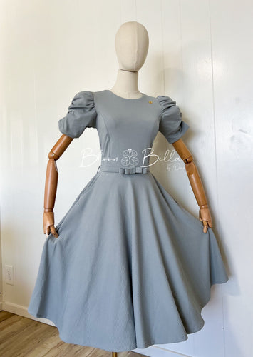 Textured midi dress LIGHT GREY Bloombellamoda 