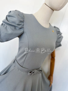 Textured midi dress LIGHT GREY Bloombellamoda 