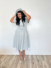 Load image into Gallery viewer, Textured midi dress LIGHT GREY SMALL TO XL Bloombellamoda 