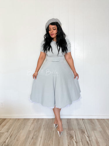 Textured midi dress LIGHT GREY SMALL TO XL Bloombellamoda 
