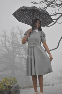 Textured midi dress LIGHT GREY SMALL TO XL Bloombellamoda 