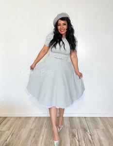 Textured midi dress LIGHT GREY SMALL TO XL Bloombellamoda 
