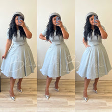 Load image into Gallery viewer, Textured midi dress LIGHT GREY SMALL TO XL Bloombellamoda 