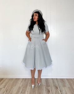 Textured midi dress LIGHT GREY SMALL TO XL Bloombellamoda 