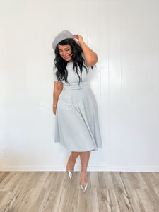 Textured midi dress LIGHT GREY SMALL TO XL Bloombellamoda 