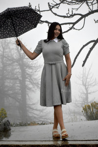 Textured midi dress LIGHT GREY SMALL TO XL Bloombellamoda 