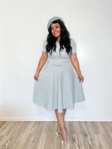 Textured midi dress LIGHT GREY SMALL TO XL Bloombellamoda 