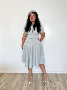 Textured midi dress LIGHT GREY SMALL TO XL Bloombellamoda 