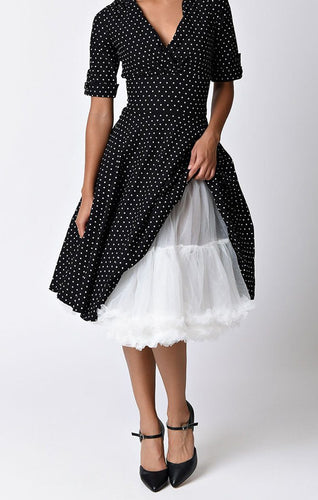 1950s Ruffled Petticoat Crinoline Dresses Bloombellamoda White 