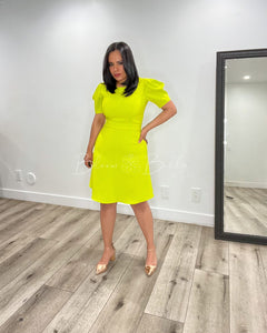 A line dress LIME/MAGENTA Bloombellamoda 