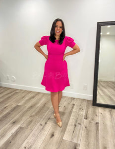 A line dress LIME/MAGENTA Bloombellamoda 
