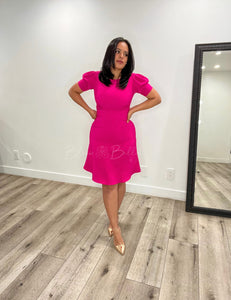 A line dress LIME/MAGENTA Bloombellamoda 