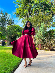 Bubble sleeve midi dress Bloombellamoda 