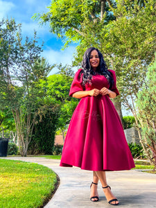 Bubble sleeve midi dress Bloombellamoda 
