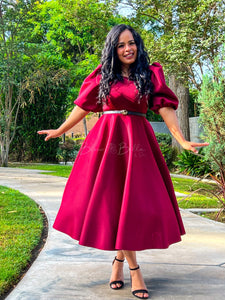 Bubble sleeve midi dress Bloombellamoda 