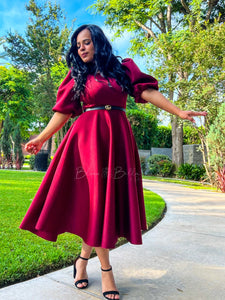 Bubble sleeve midi dress Bloombellamoda 