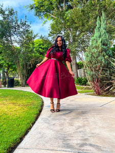 Bubble sleeve midi dress Bloombellamoda 