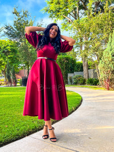Bubble sleeve midi dress Bloombellamoda 