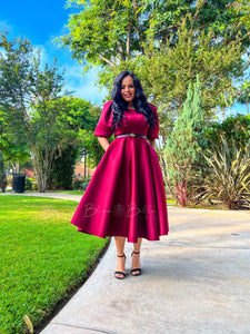 Bubble sleeve midi dress Bloombellamoda 