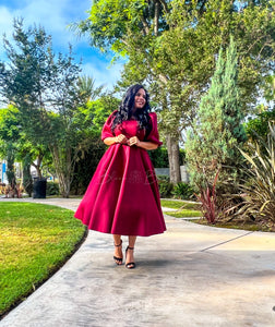 Bubble sleeve midi dress Bloombellamoda 