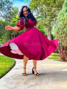 Bubble sleeve midi dress Bloombellamoda 