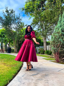 Bubble sleeve midi dress Bloombellamoda 