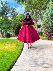 Bubble sleeve midi dress Bloombellamoda 
