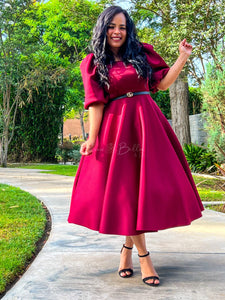 Bubble sleeve midi dress Bloombellamoda 