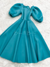 Cargar imagen en el visor de la galería, Bubble sleeve midi dress BLUE/BURGUNDY Bloombellamoda 