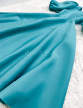 Load image into Gallery viewer, Bubble sleeve midi dress BLUE/BURGUNDY Bloombellamoda 