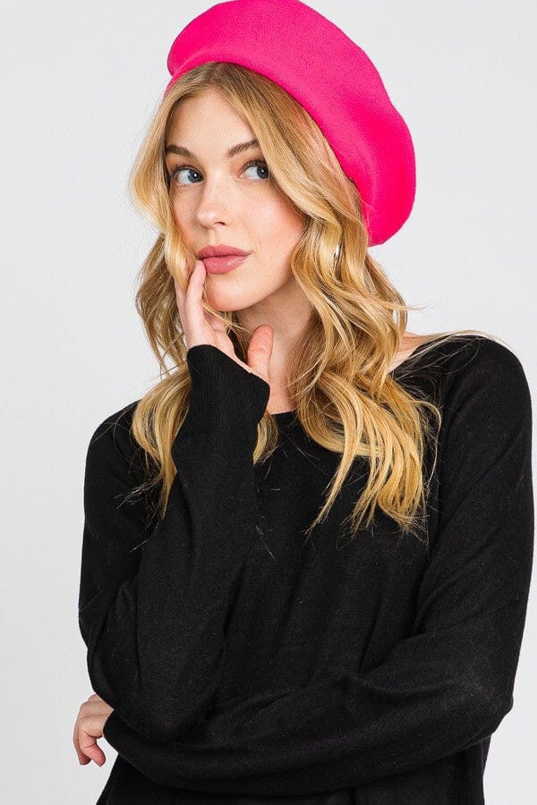 Le amore beret RED/BLACK/HOT PINK Accessories Bloombellamoda Hot pink 