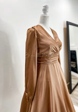 Load image into Gallery viewer, Satin V neck midi Dresses Bloombellamoda 